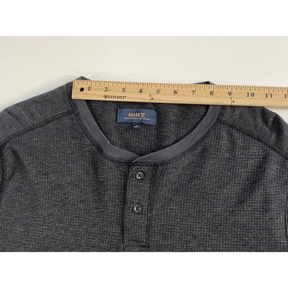 Roark 2 Button Henley Range Rat Slub Waffle Pullover Charcoal Gray Men’s Large - Picture 13 of 14
